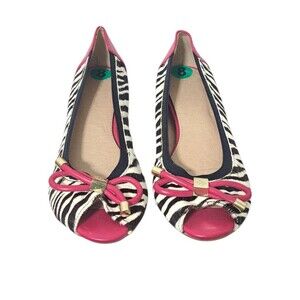 BCBG Generations Women's animal Print Fur Peep Toe Flat Shoes Sz 8